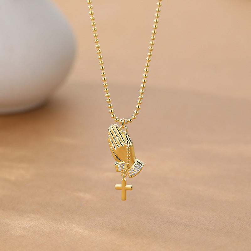 Collar De Cruz De Mano De Oración De Cobre al por mayor